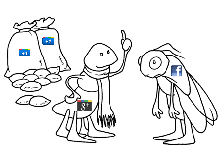 Facebook cicala, Google+ (Plus) formica