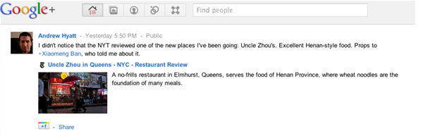 Google Plus Sharing Post