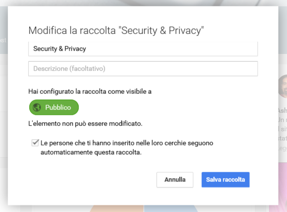 Raccolta visibilità