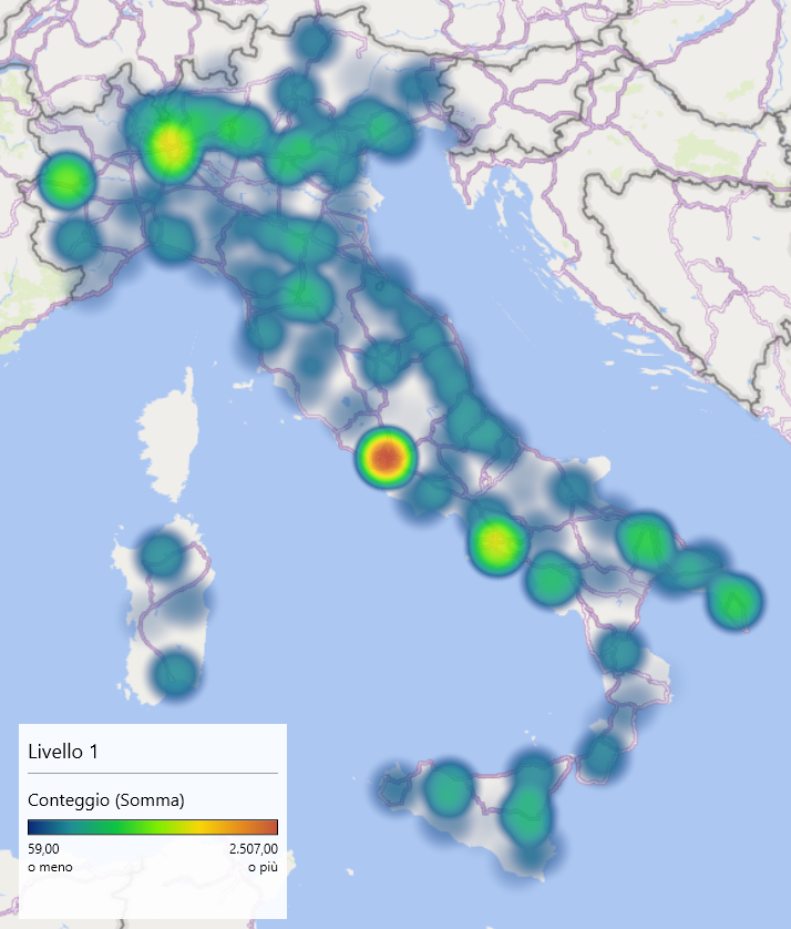 Distribuzione geografica delle aziende con rating 5